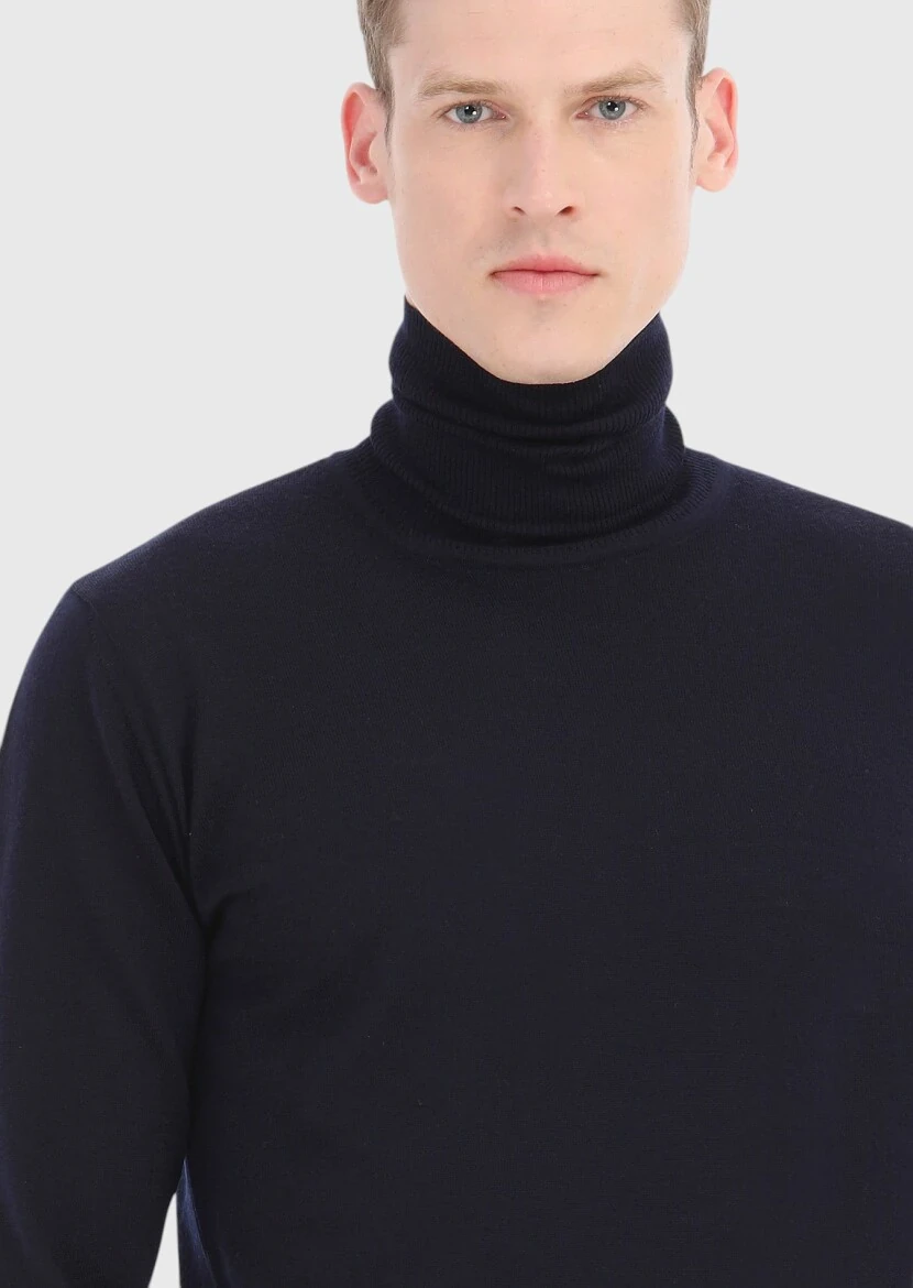 Navy Blue Knitwear Sweatshirt - 3
