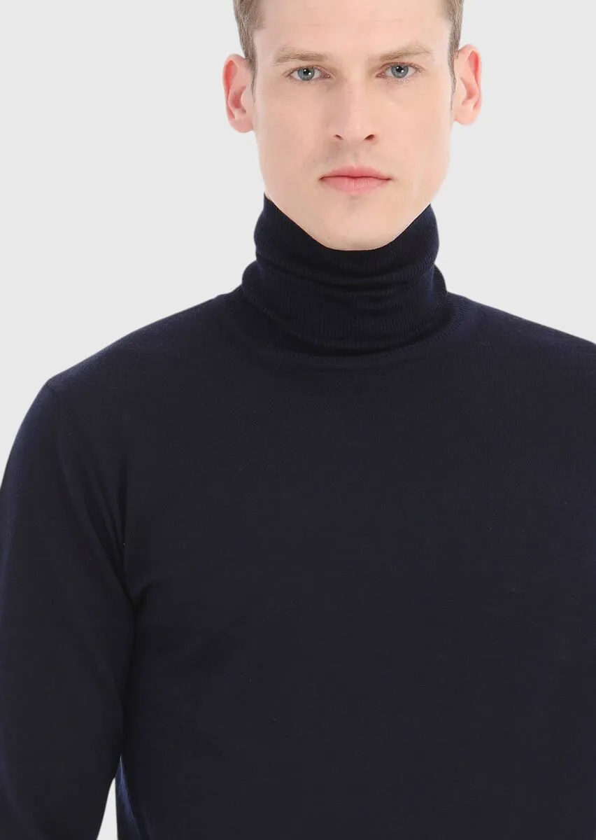 Navy Blue Knitwear Sweatshirt - 3