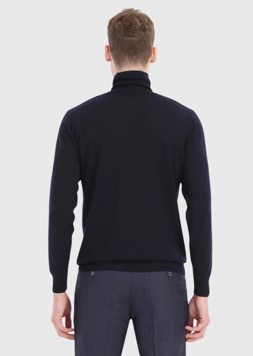 Navy Blue Knitwear Sweatshirt - 5