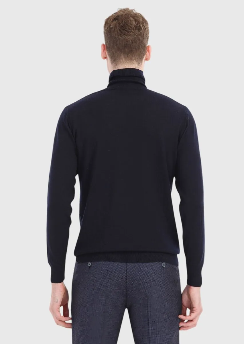 Navy Blue Knitwear Sweatshirt - 5