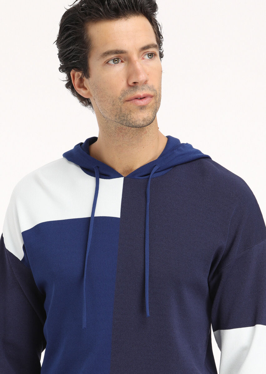 Navy Blue Knitwear Sweatshirt - 3