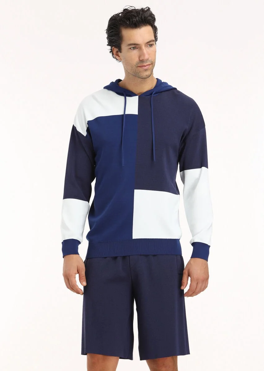 Navy Blue Knitwear Sweatshirt - 2