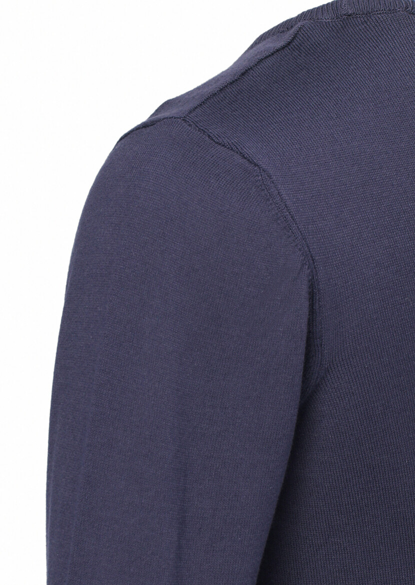 Navy Blue Knitwear Sweatshirt - 2