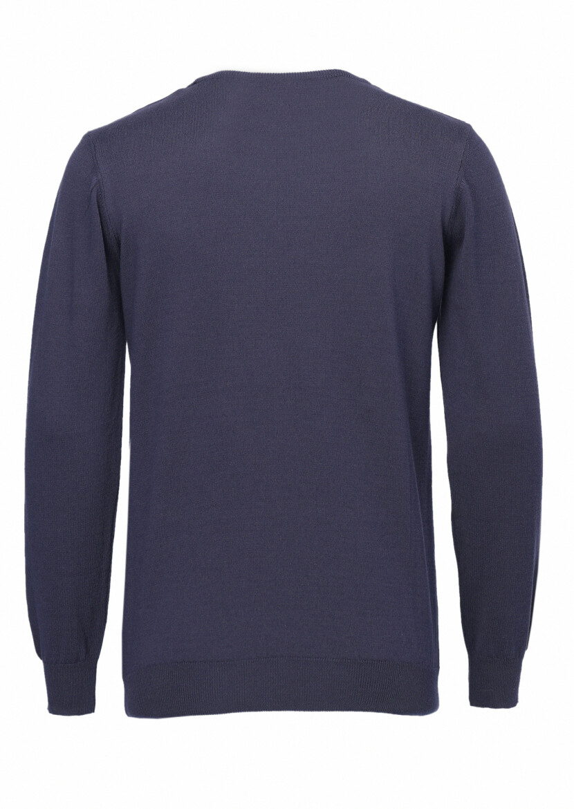 Navy Blue Knitwear Sweatshirt - 3