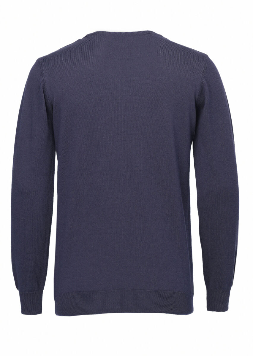 Navy Blue Knitwear Sweatshirt - 3