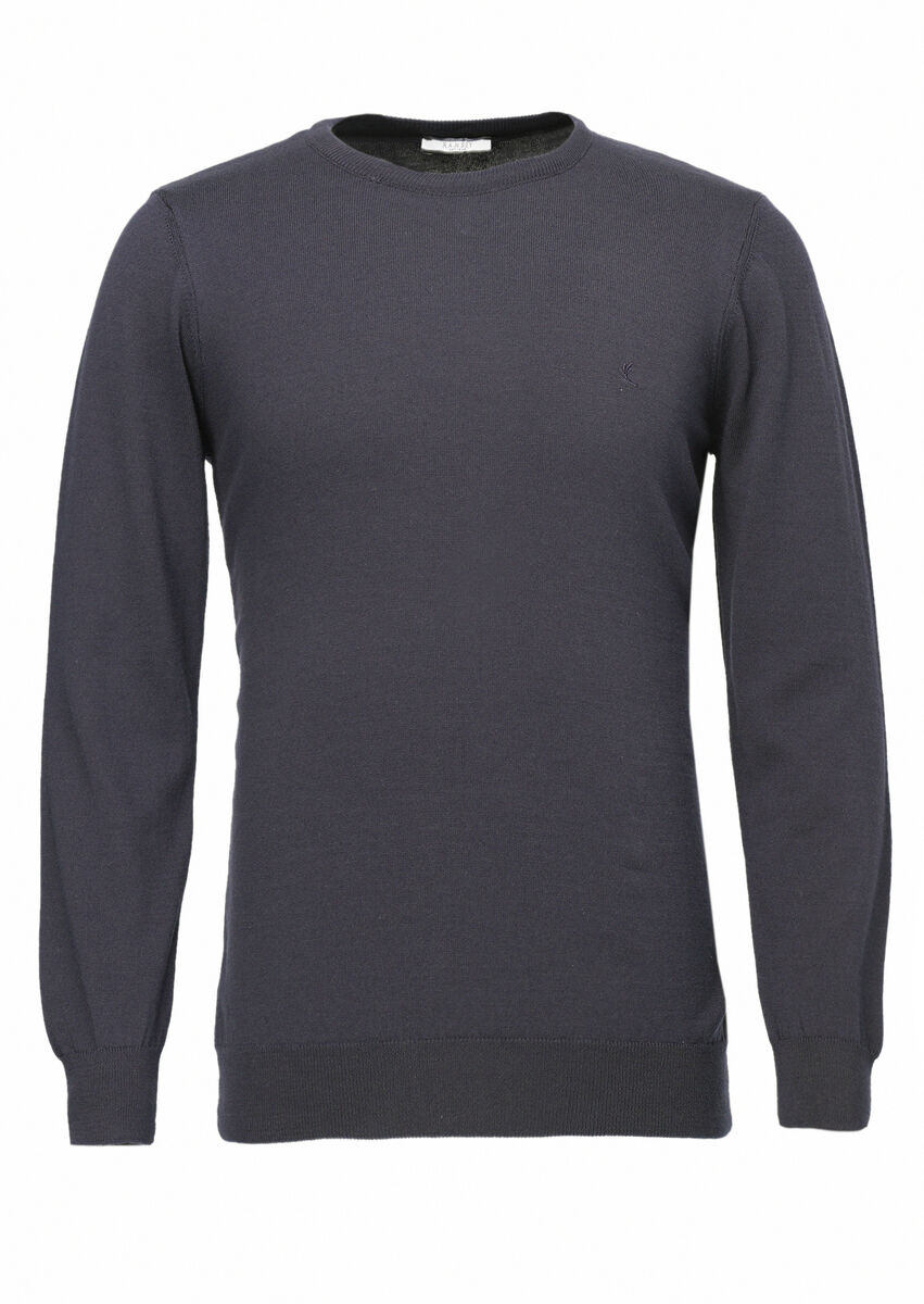 Navy Blue Knitwear Sweatshirt - 1