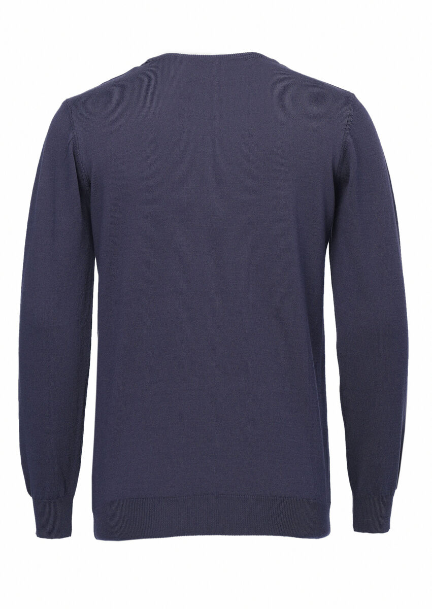 Navy Blue Knitwear Sweatshirt - 4