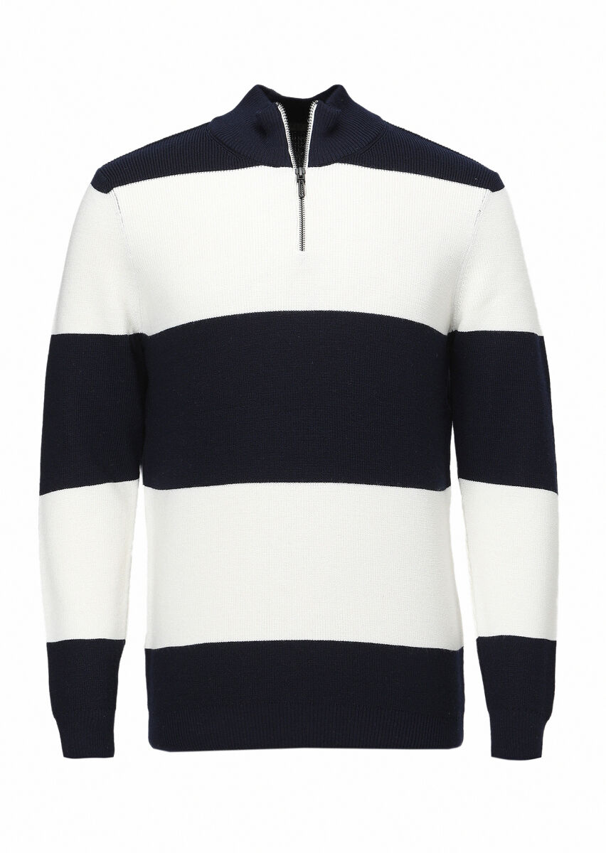 Navy Blue Knitwear Sweatshirt - 6