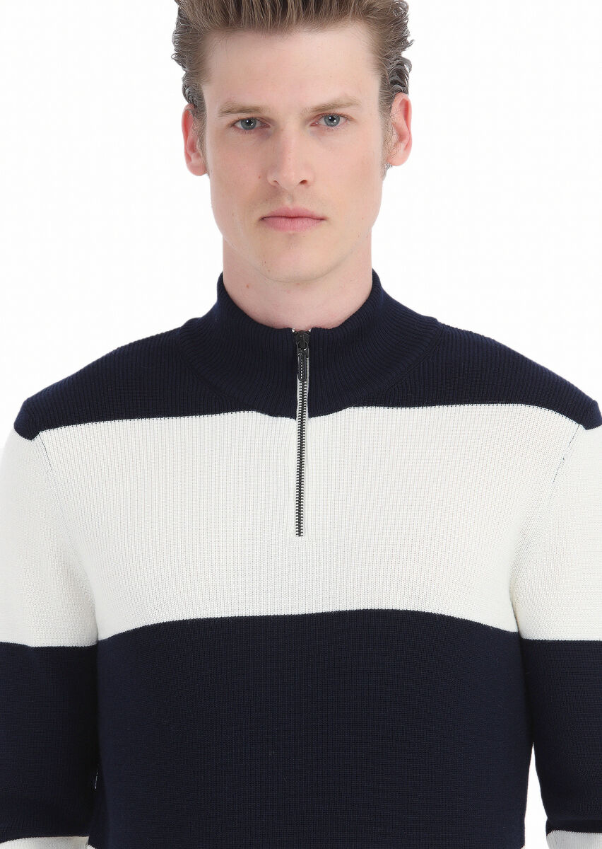 Navy Blue Knitwear Sweatshirt - 4