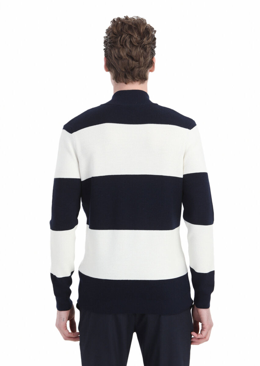 Navy Blue Knitwear Sweatshirt - 5