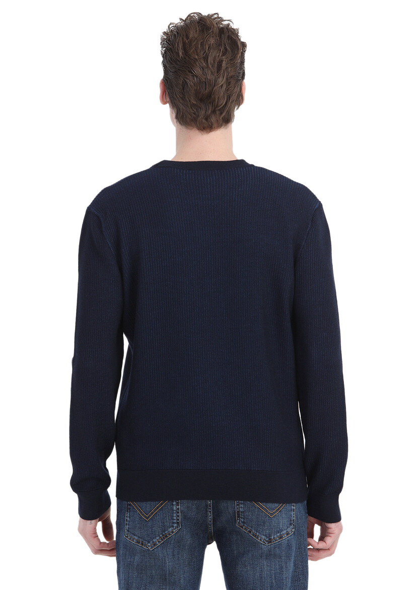 Navy Blue Knitwear Sweatshirt - 4