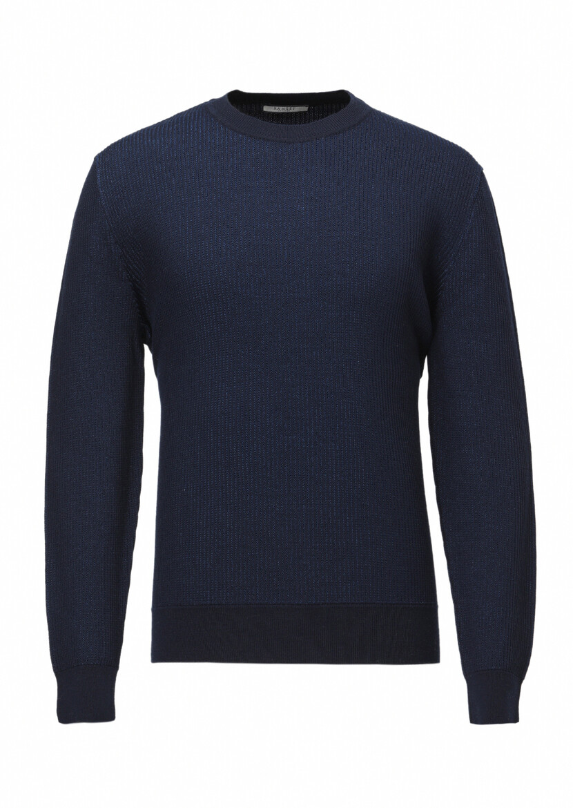 Navy Blue Knitwear Sweatshirt - 5