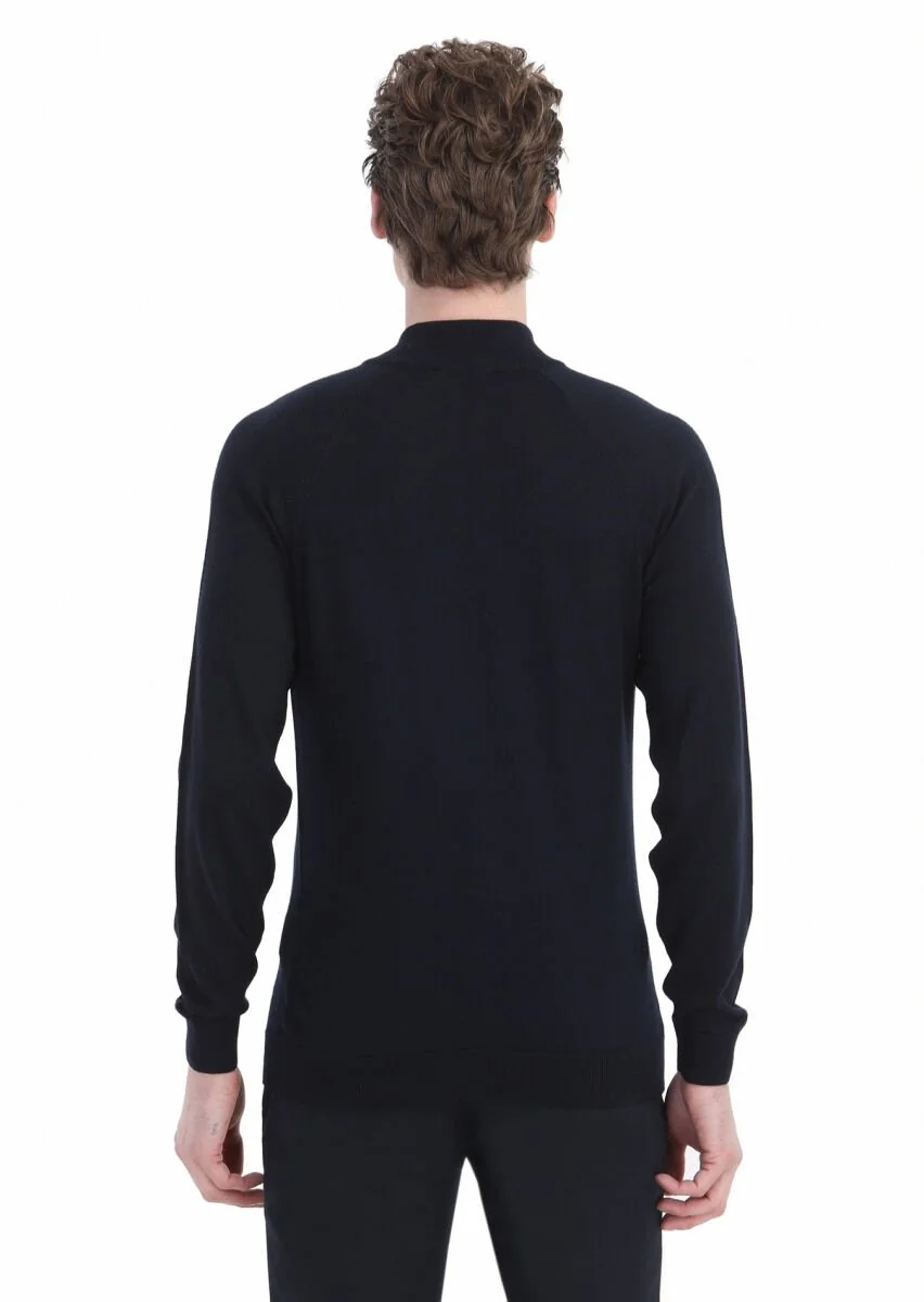 Navy Blue Knitwear Sweatshirt - 4