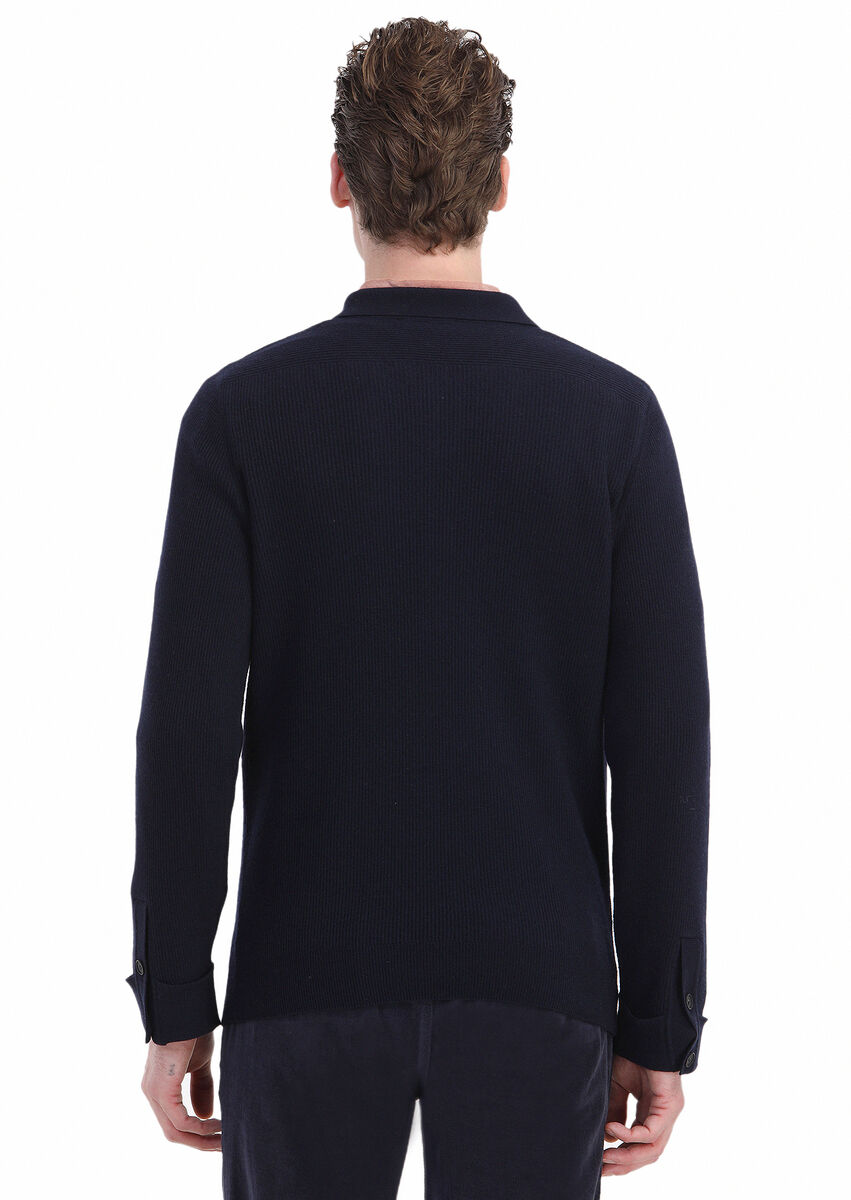 Navy Blue Knitwear Sweatshirt - 7