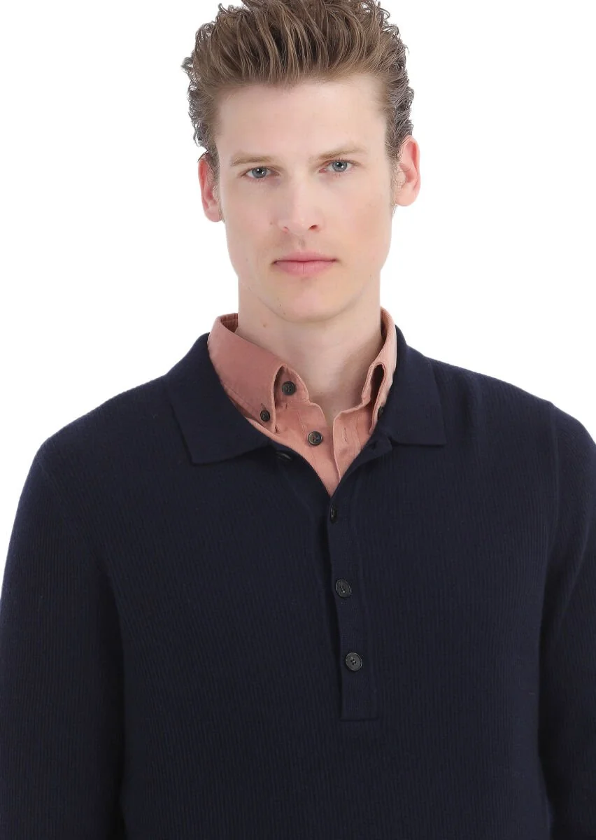 Navy Blue Knitwear Sweatshirt - 5