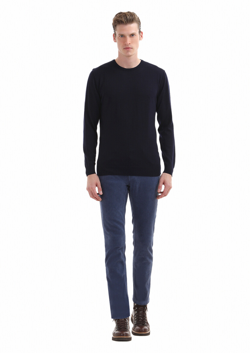 Navy Blue Knitwear Sweatshirt 
