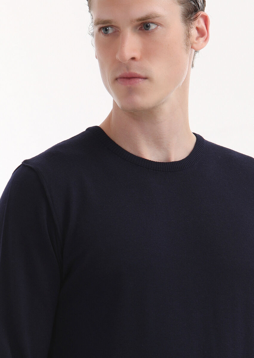 Navy Blue Knitwear Sweatshirt - 3