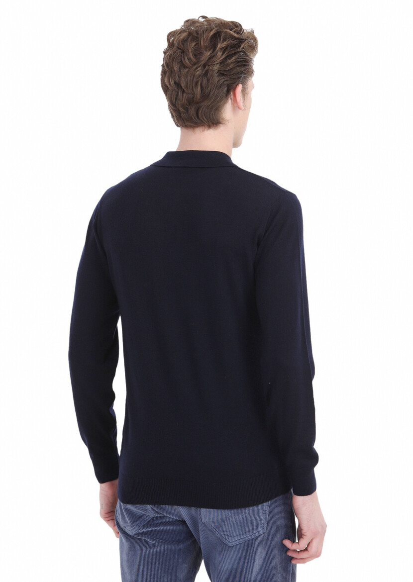 Navy Blue Knitwear Sweatshirt - 5