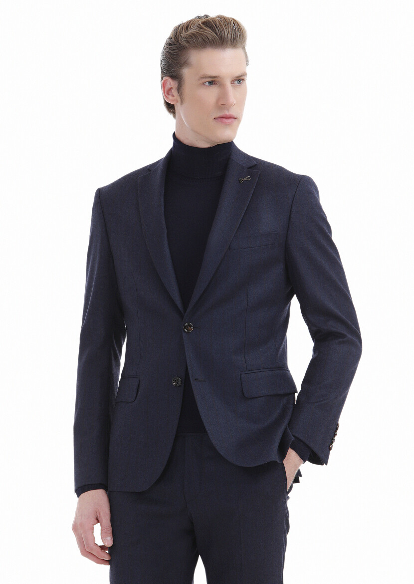 Navy Blue Knitwear Sweatshirt - 3