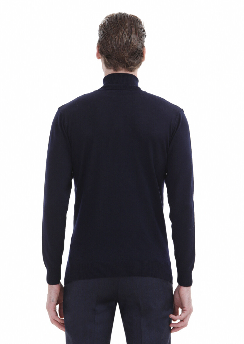 Navy Blue Knitwear Sweatshirt - 4