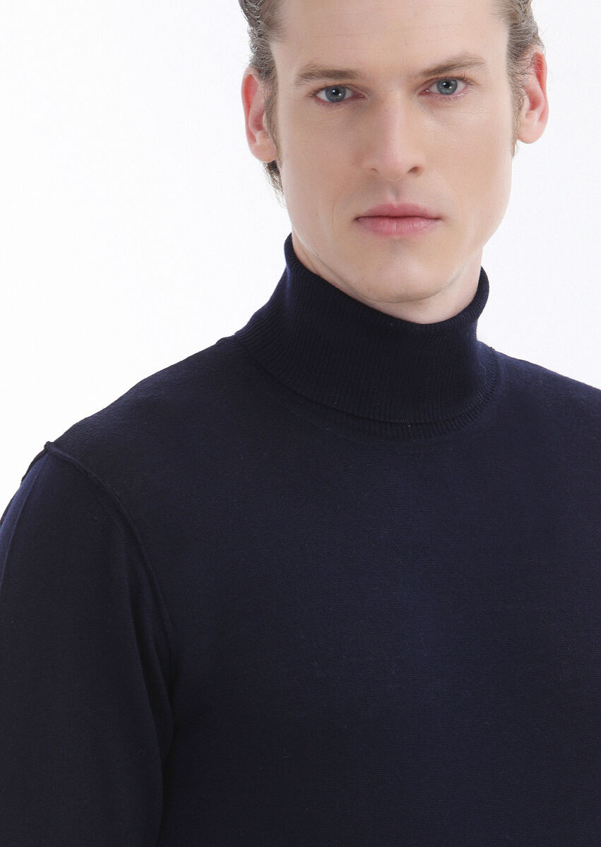 Navy Blue Knitwear Sweatshirt - 3