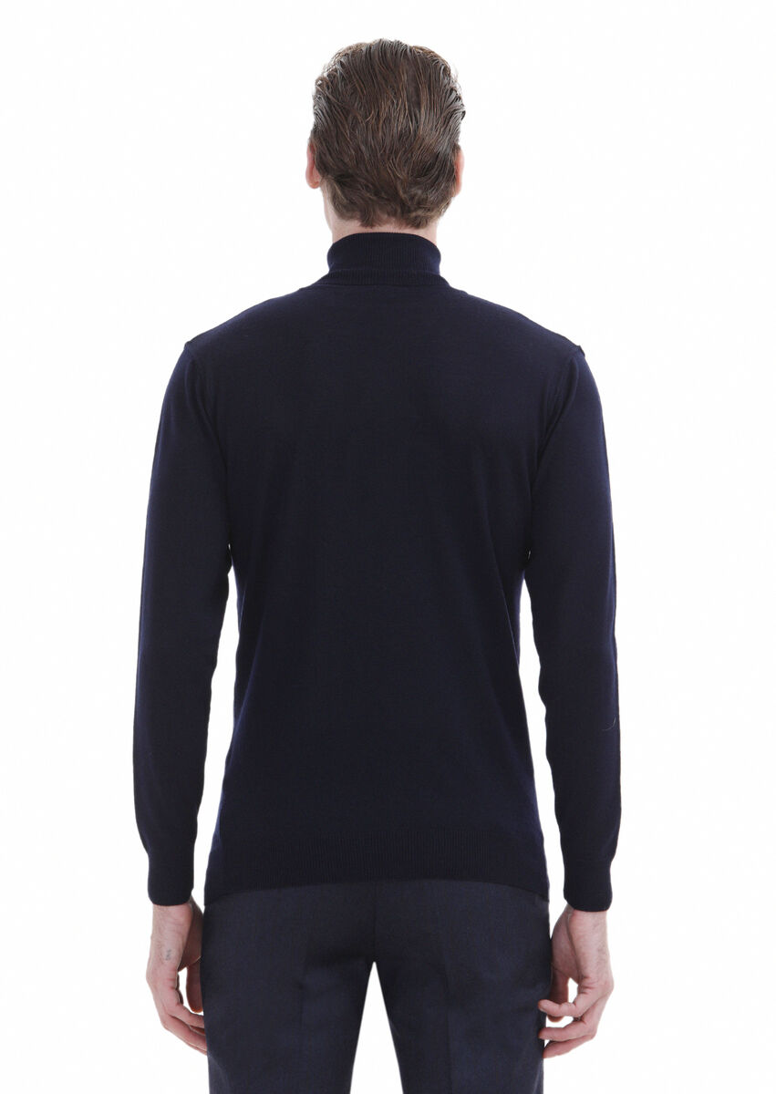 Navy Blue Knitwear Sweatshirt - 5