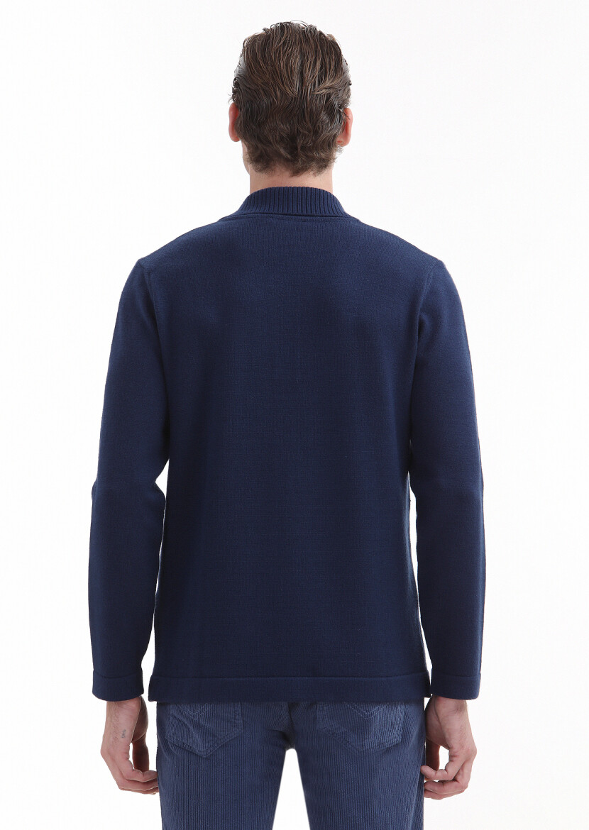 Navy Blue Knitwear Sweatshirt - 5