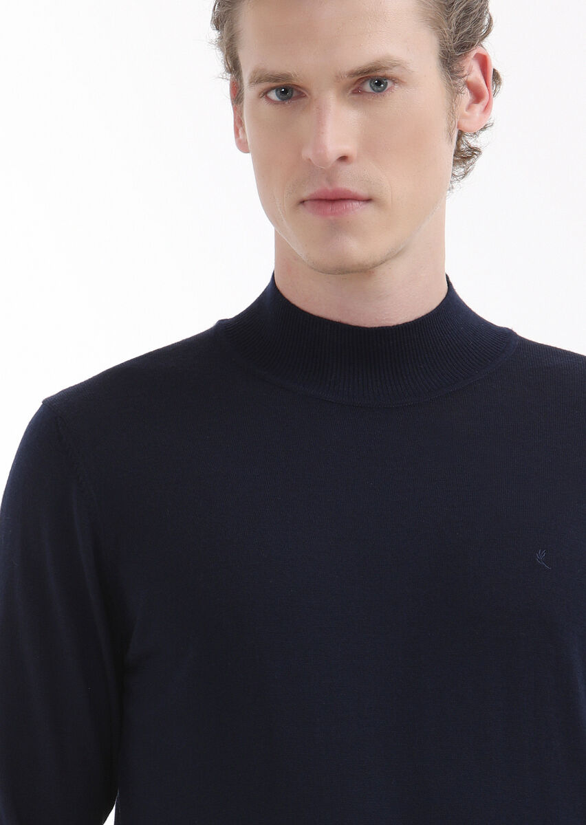 Navy Blue Knitwear Sweatshirt - 4