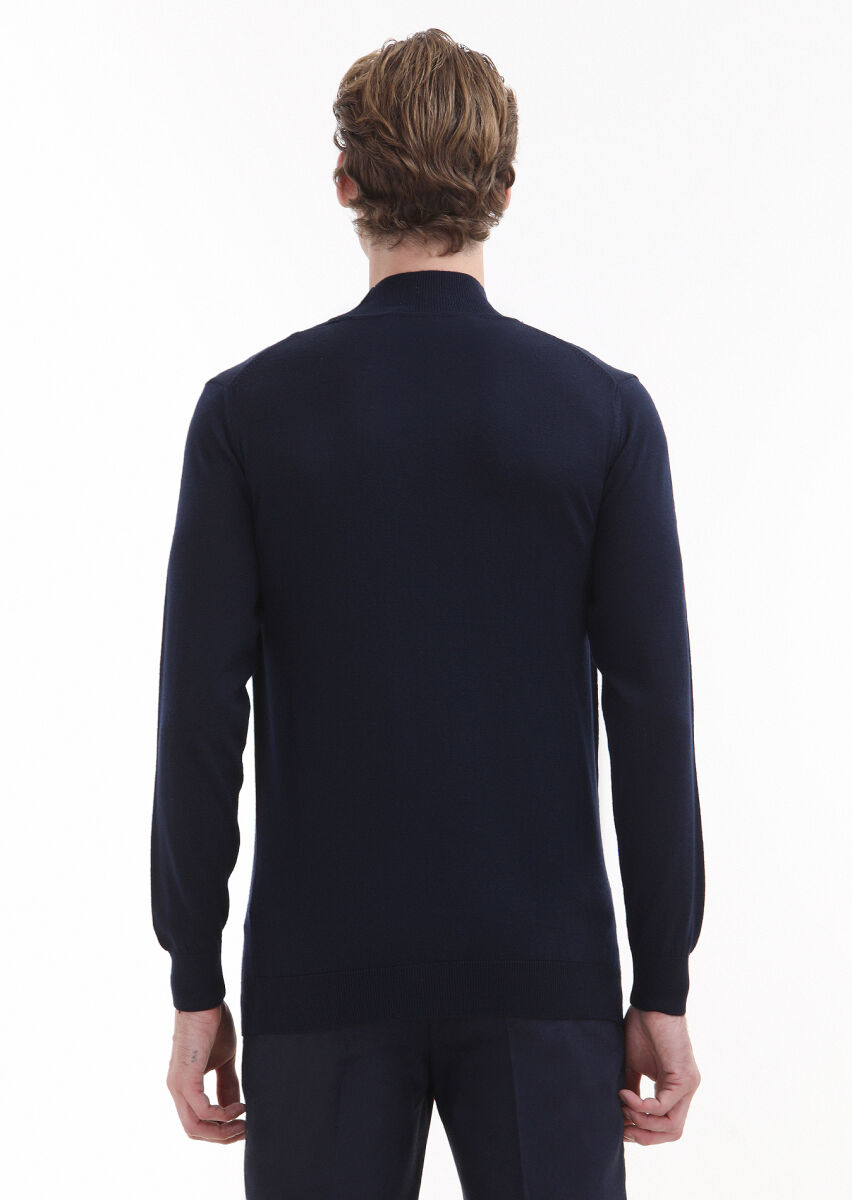 Navy Blue Knitwear Sweatshirt - 5