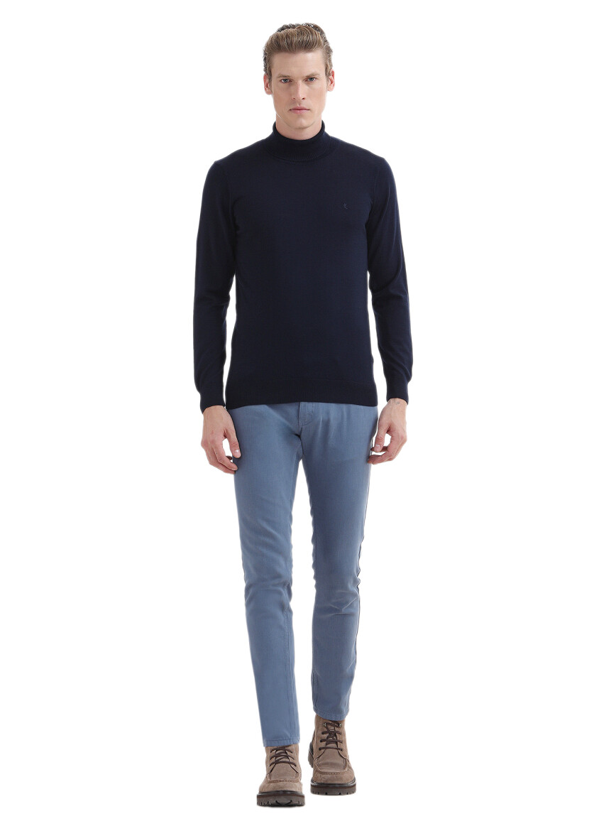Navy Blue Knitwear Sweatshirt 