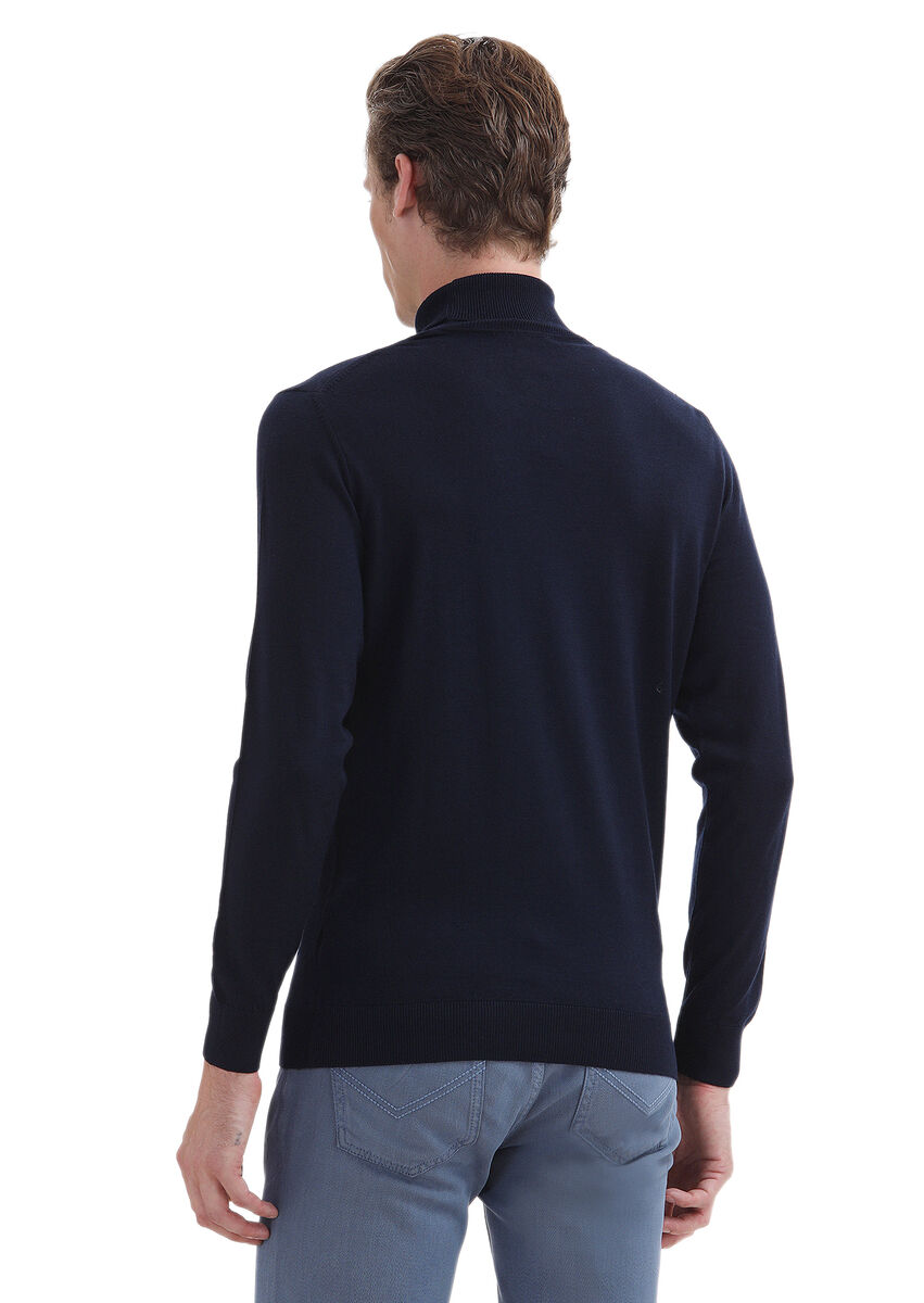 Navy Blue Knitwear Sweatshirt - 5