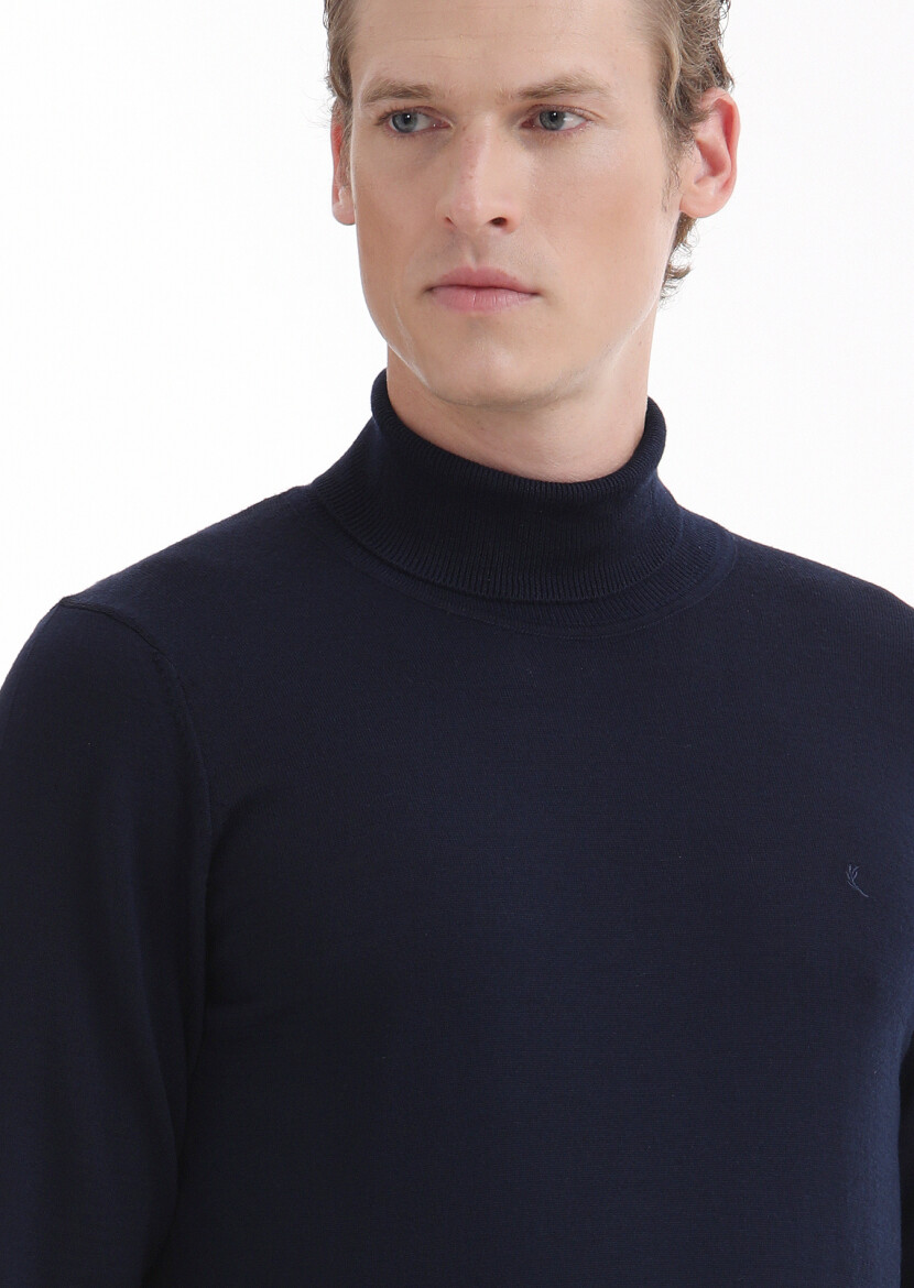 Navy Blue Knitwear Sweatshirt - 4