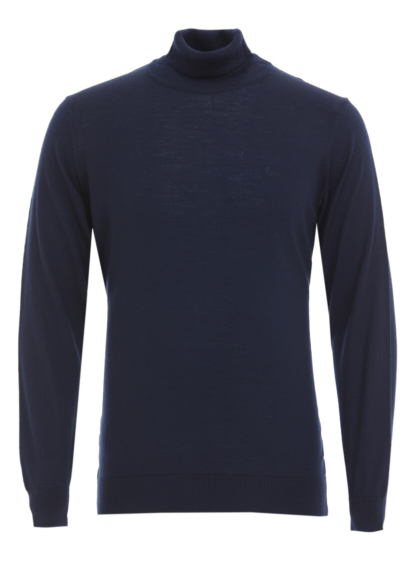 Navy Blue Knitwear Sweatshirt - 6