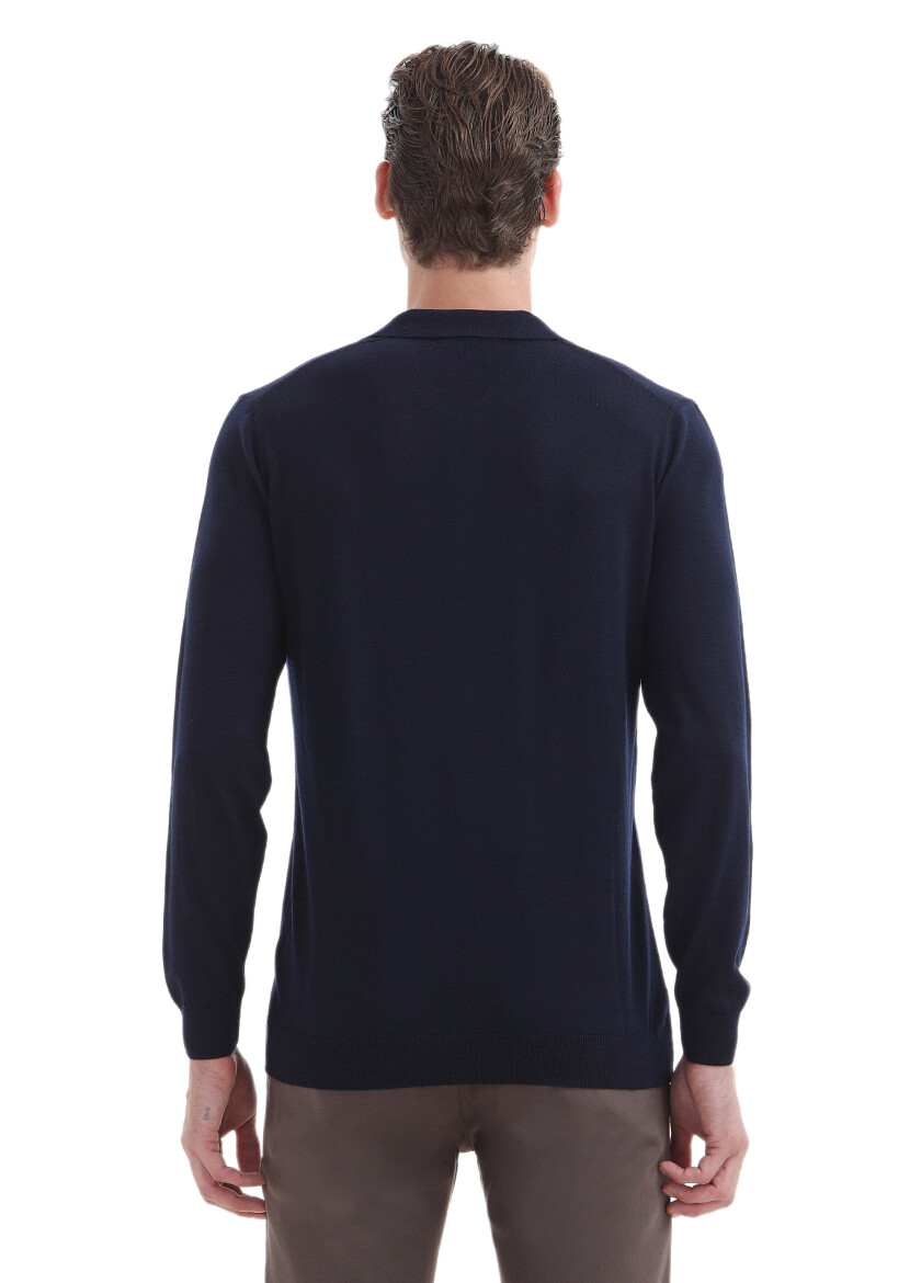 Navy Blue Knitwear Sweatshirt - 4