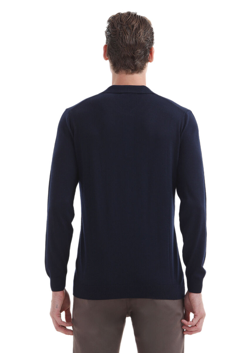 Navy Blue Knitwear Sweatshirt - 4