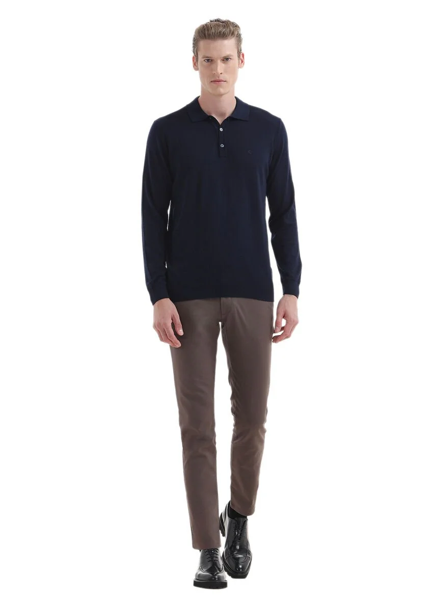 Navy Blue Knitwear Sweatshirt - 2