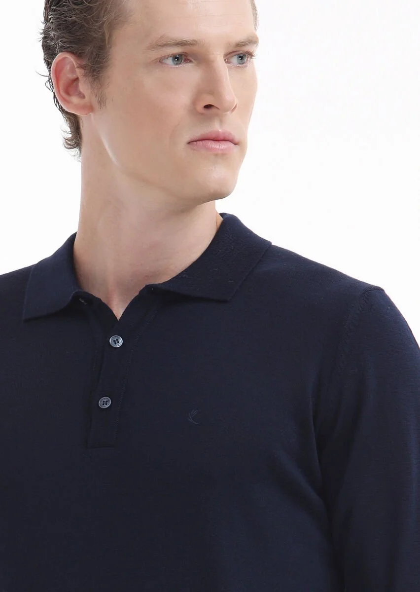 Navy Blue Knitwear Sweatshirt - 3