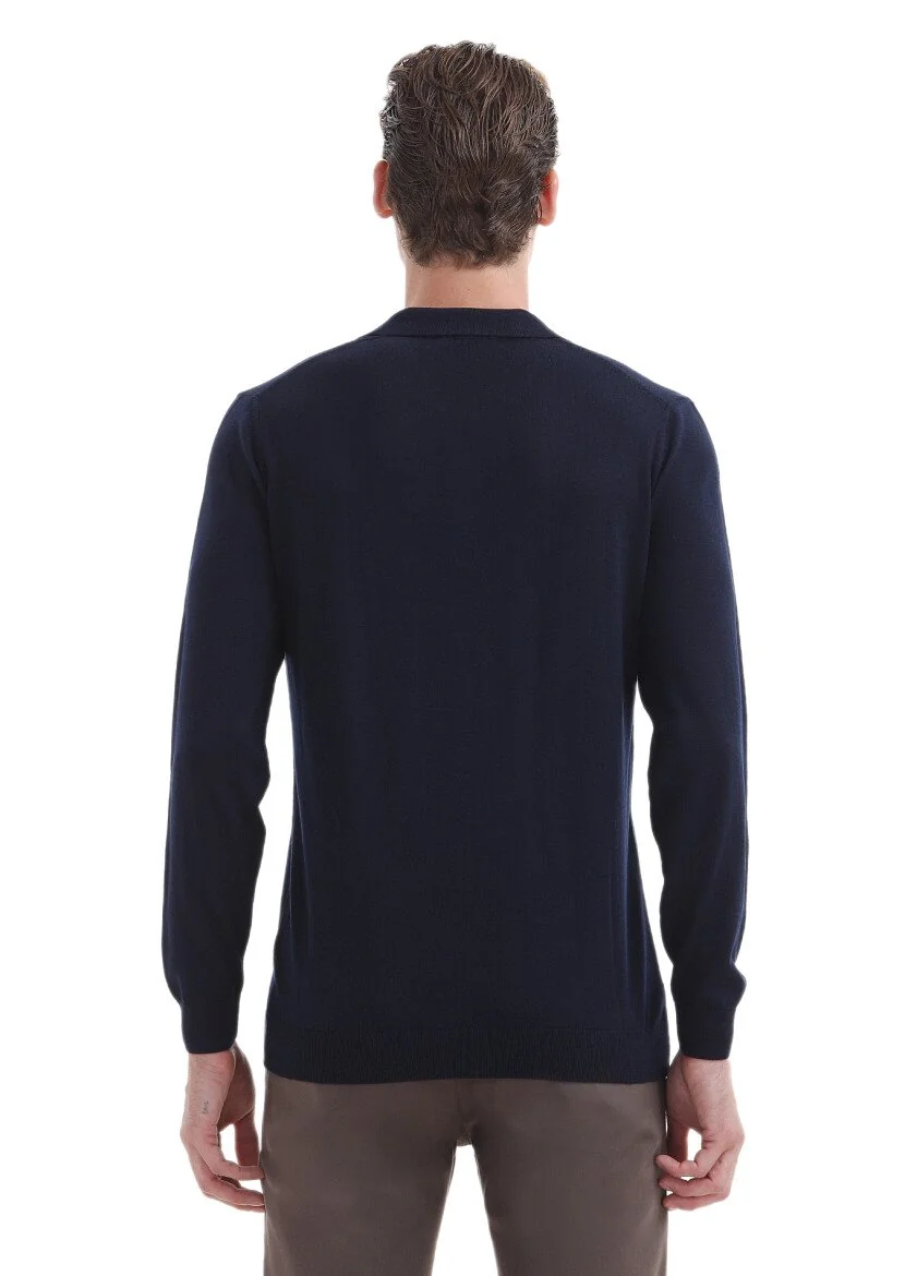 Navy Blue Knitwear Sweatshirt - 4