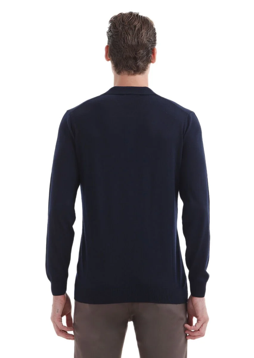 Navy Blue Knitwear Sweatshirt - 4