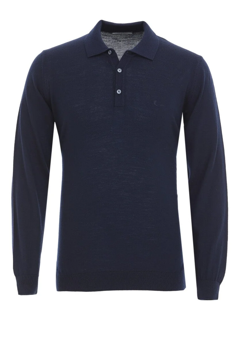 Navy Blue Knitwear Sweatshirt - 5