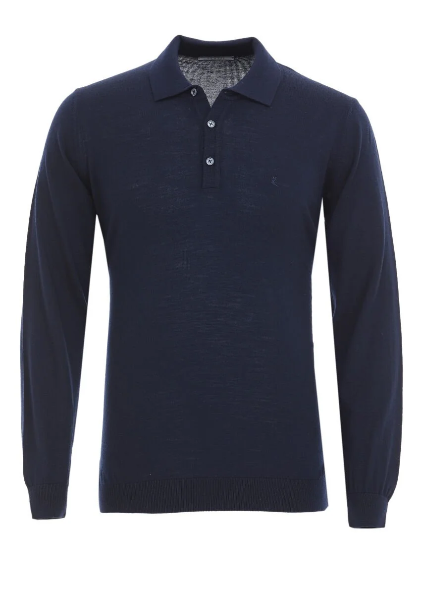 Navy Blue Knitwear Sweatshirt - 5