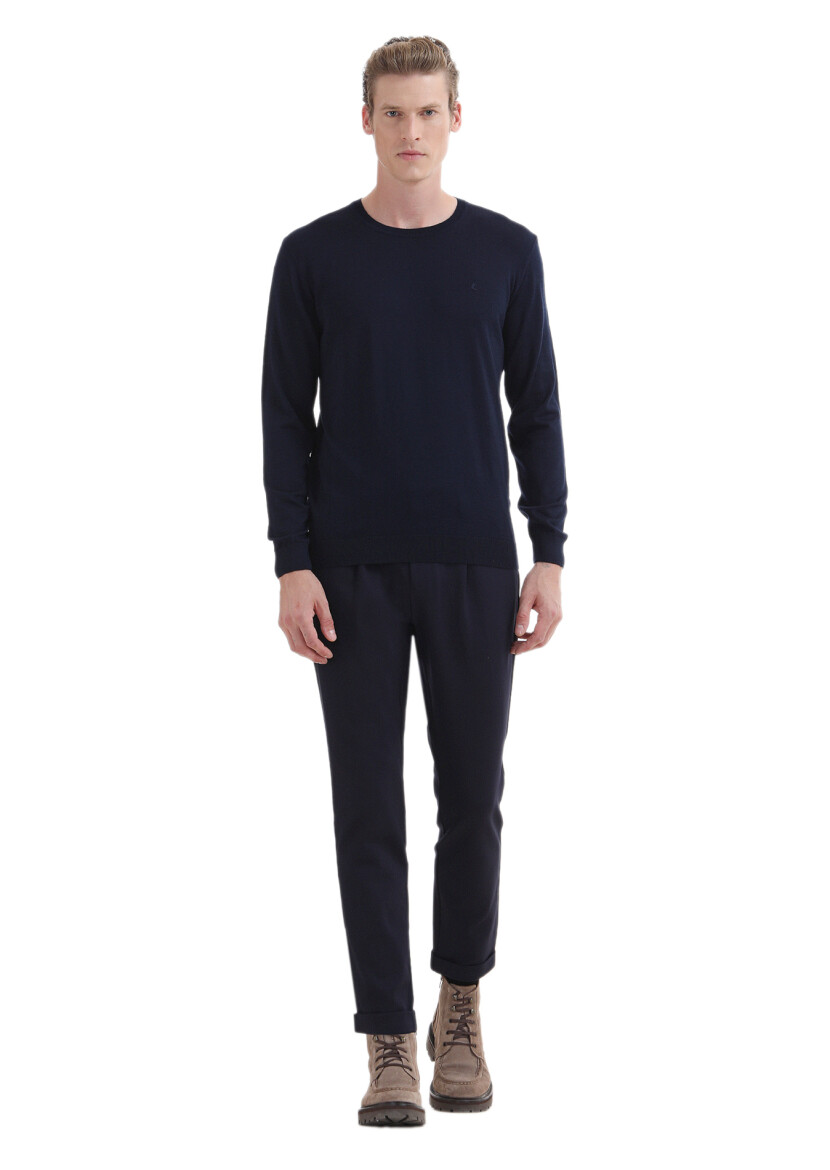 Navy Blue Knitwear Sweatshirt 