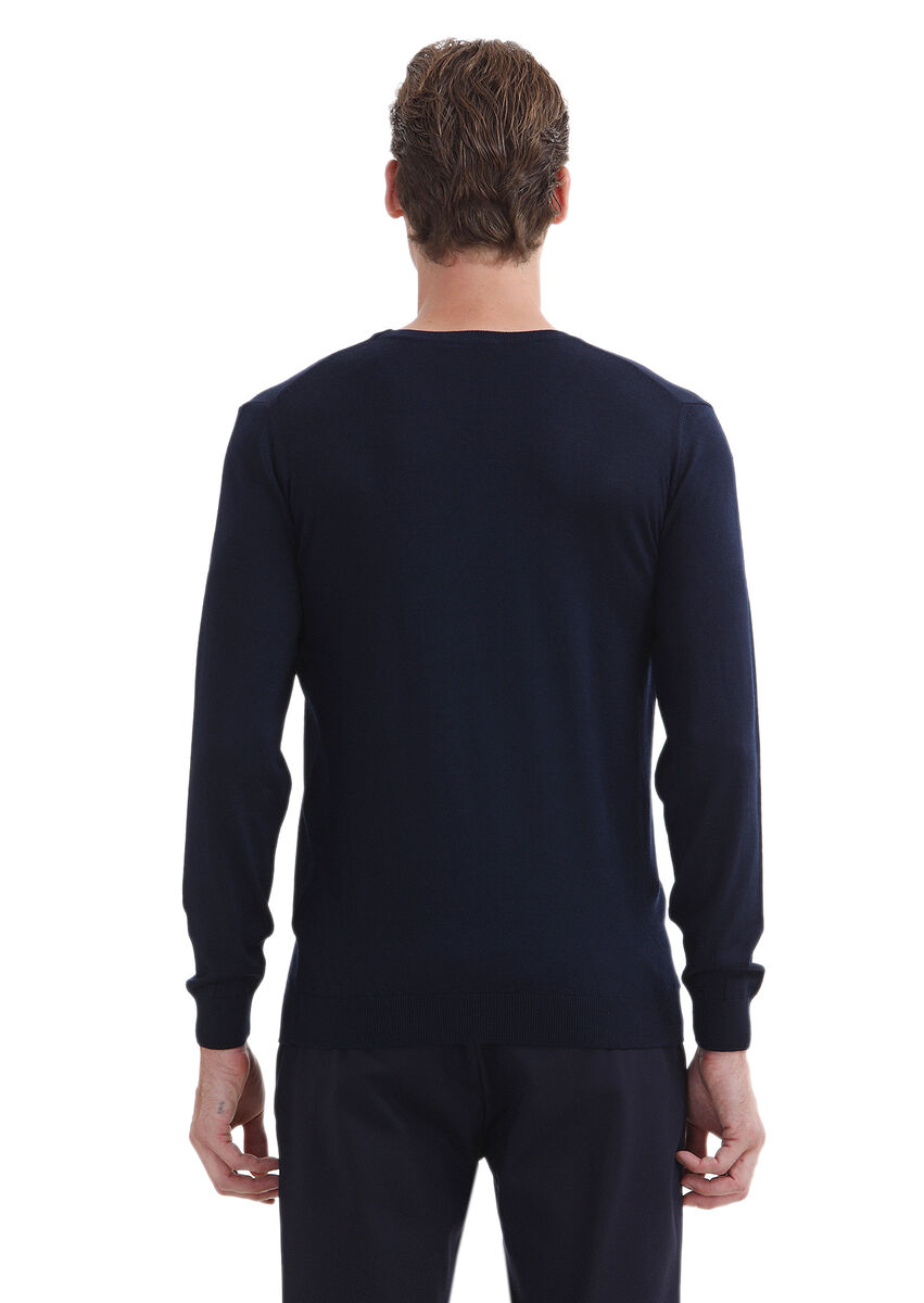 Navy Blue Knitwear Sweatshirt - 4