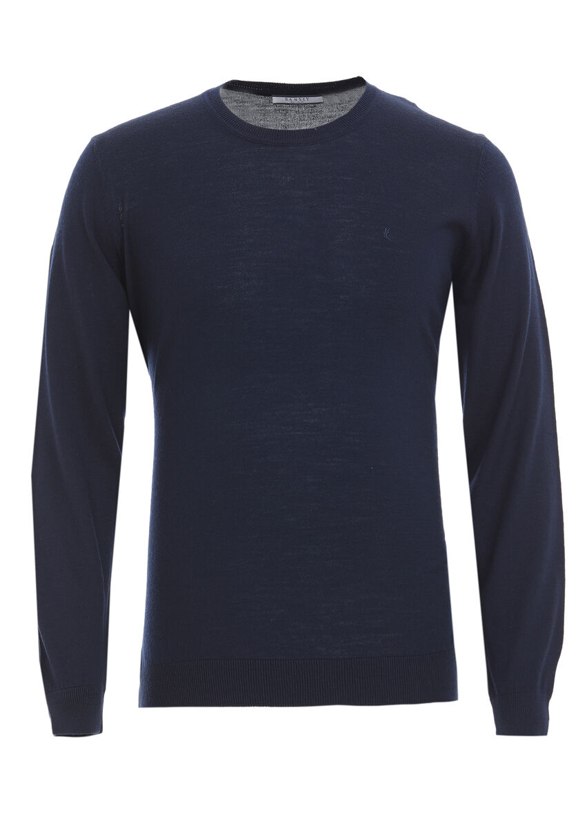 Navy Blue Knitwear Sweatshirt - 5