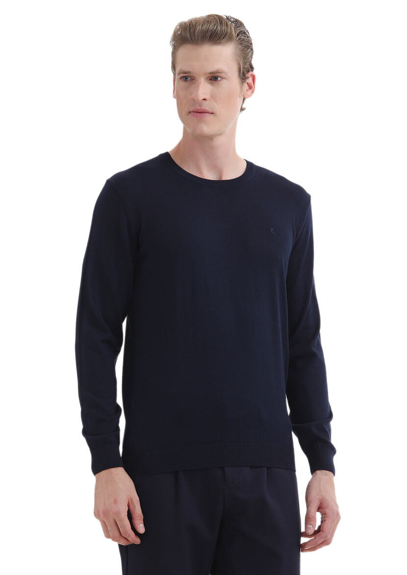 Navy Blue Knitwear Sweatshirt 