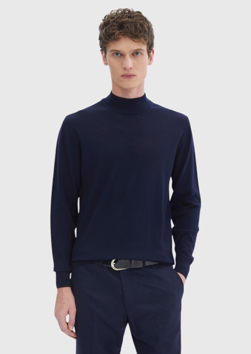 Navy Blue Knitwear Sweatshirt 