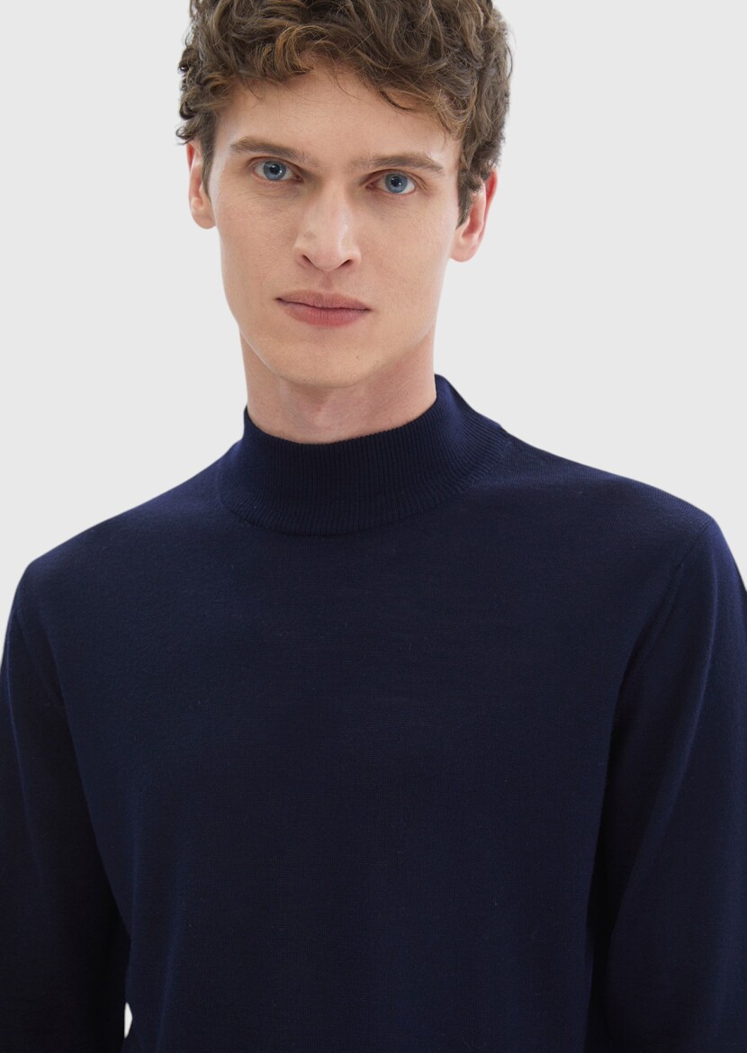 Navy Blue Knitwear Sweatshirt - 3