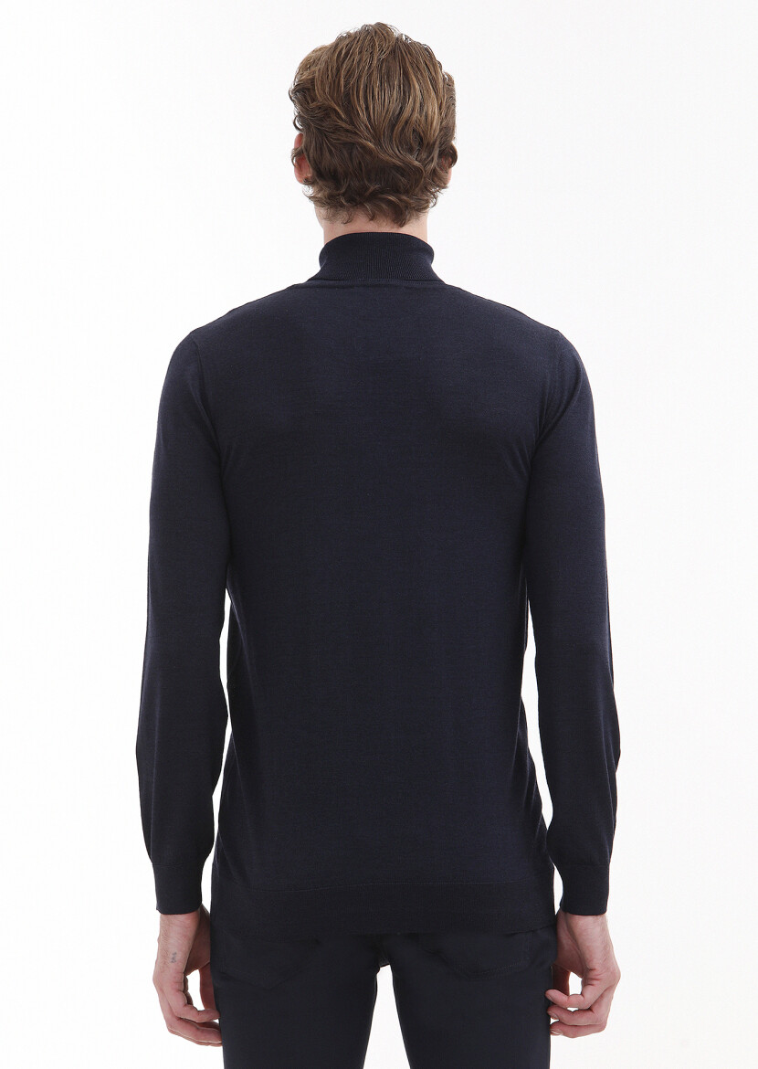 Navy Blue Knitwear Sweatshirt - 4
