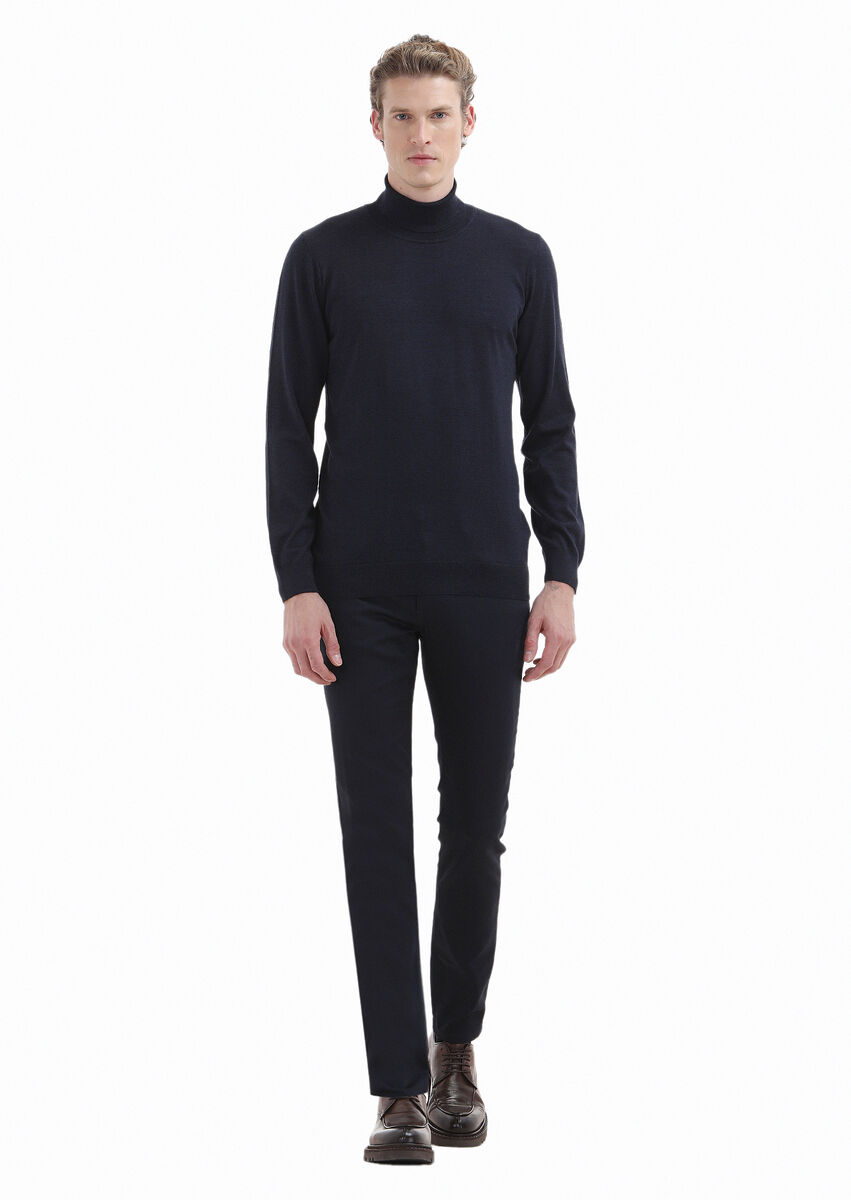 Navy Blue Knitwear Sweatshirt - 2