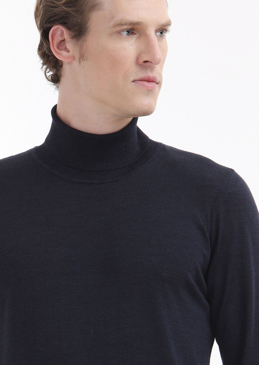 Navy Blue Knitwear Sweatshirt - 4